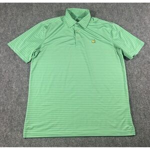 Masters Tech Golf Shirt Mens L Green Stripe Polo Augusta National Tournament